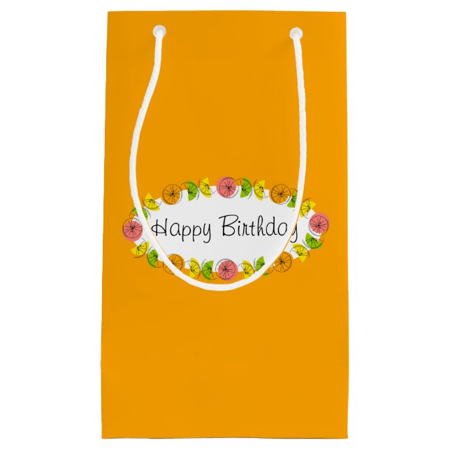Citrus Oval Orange Birthday gift bag small (Front)