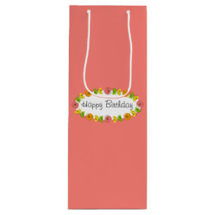 Citrus Oval Pink Birthday gift bag wine
