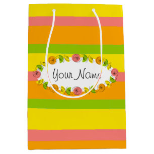 Citrus Oval Stripe Classic Name gift bag medium
