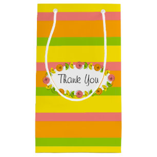 Citrus Oval Stripe Classic Thank You small Gift Bag