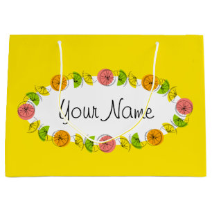 Citrus Oval Yellow Name gift bag large