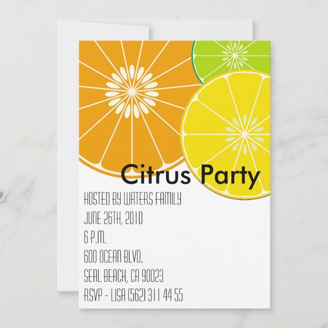 Citrus Party Invitation (Front)