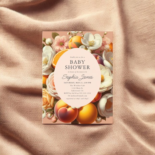 Citrus Pastel Blooms Peach Baby Shower Postcard (Creator Uploaded)