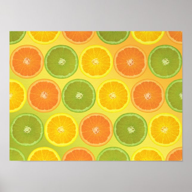 Citrus Pattern...Orange, lime and lemon Poster (Front)