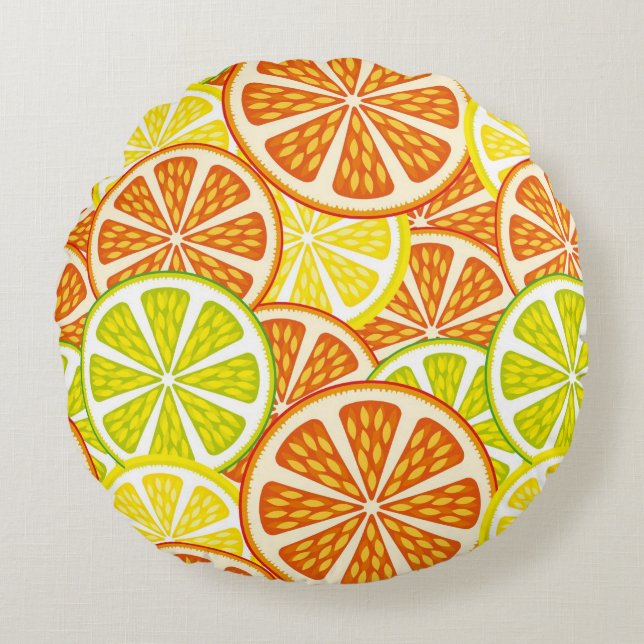 Citrus pattern round cushion (Front)