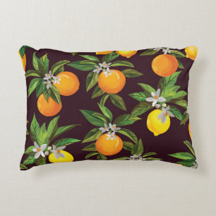 Citrus Pattern, Vintage Lemons Oranges. Decorative Cushion
