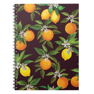 Citrus Pattern, Vintage Lemons Oranges. Notebook
