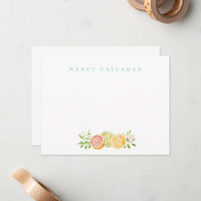 Citrus Personalised Note Card (Front/Back In Situ)