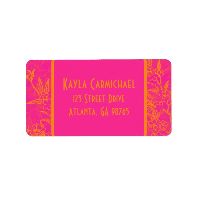 Citrus Pink and Orange Flowers Label (Front)
