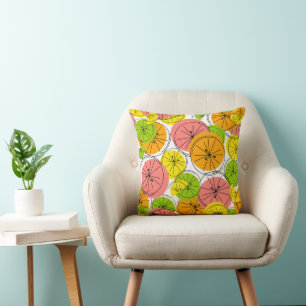 Citrus pink back square Throw Pillow