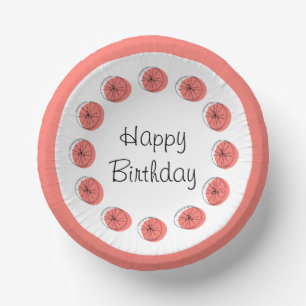 Citrus Pink Circle Happy Birthday Paper Plate