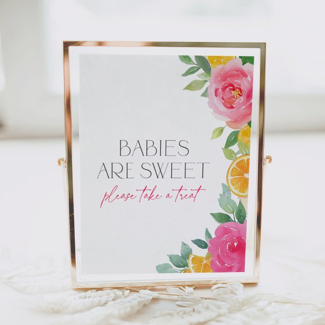 Citrus Pink Floral Baby Shower Dessert Table Sign (Creator Uploaded)