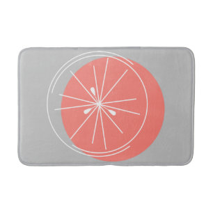 Citrus Pink Grapefruit White bath mat grey