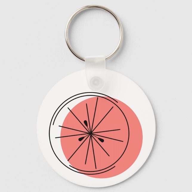 Citrus Pink keychain aluminium round (Front)