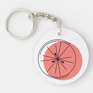 Citrus Pink Monogram circle double-sided Key Ring