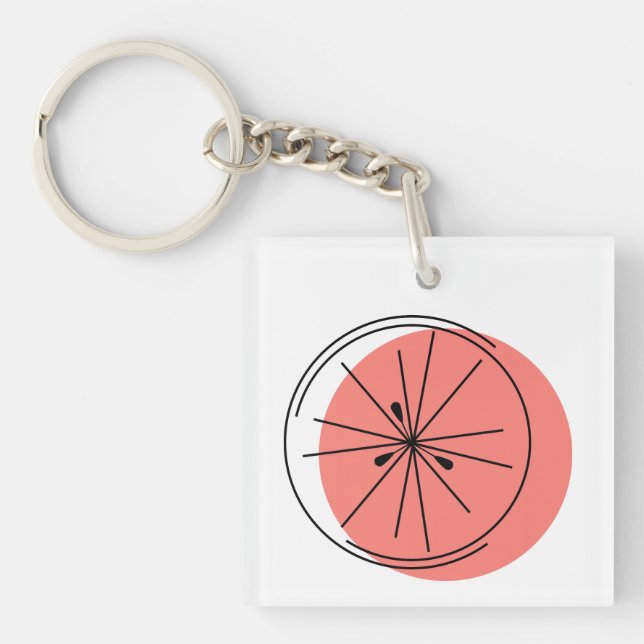 Citrus Pink Monogram square double-sided Key Ring (Front)