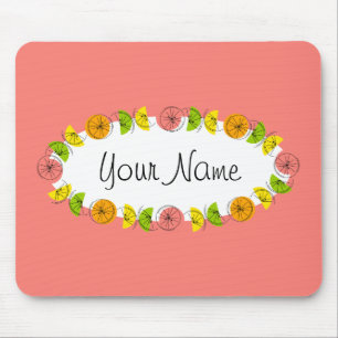 Citrus Pink Oval mouse pad