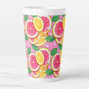 Citrus Pink Polka Dot  Latte Mug