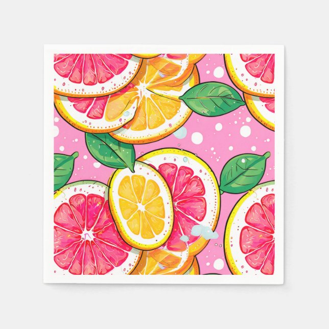 Citrus Pink Polka Dot  Napkin (Front)