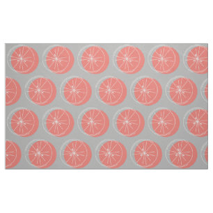 Citrus Pink White fabric large print grey
