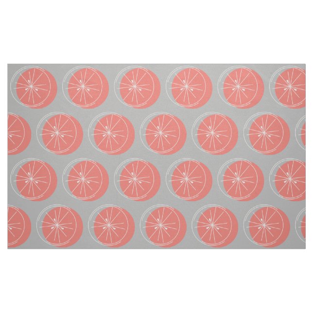 Citrus Pink White fabric large print grey (Fat Quarter)