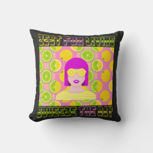 Citrus Pop Art Illustration with Squeeze the Day Cushion