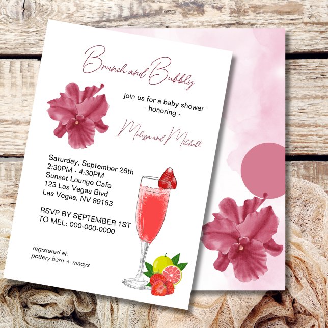 Citrus Purple Brunch And Bubbly  Baby Shower Invitation (Creator Uploaded)
