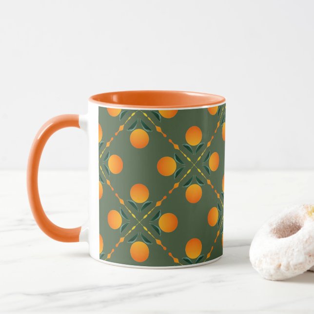 Citrus Quilt Print Graphic Art Mug (With Donut)