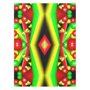 Citrus Red Yellow Bubbles And Stripes Abstract Art Tablecloth