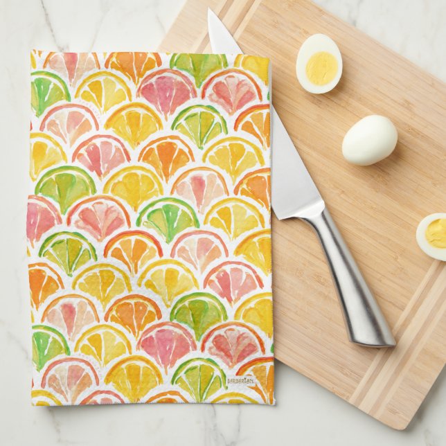CITRUS SCALLOP Colourful Fruit Slice Tea Towel (Quarter Fold)