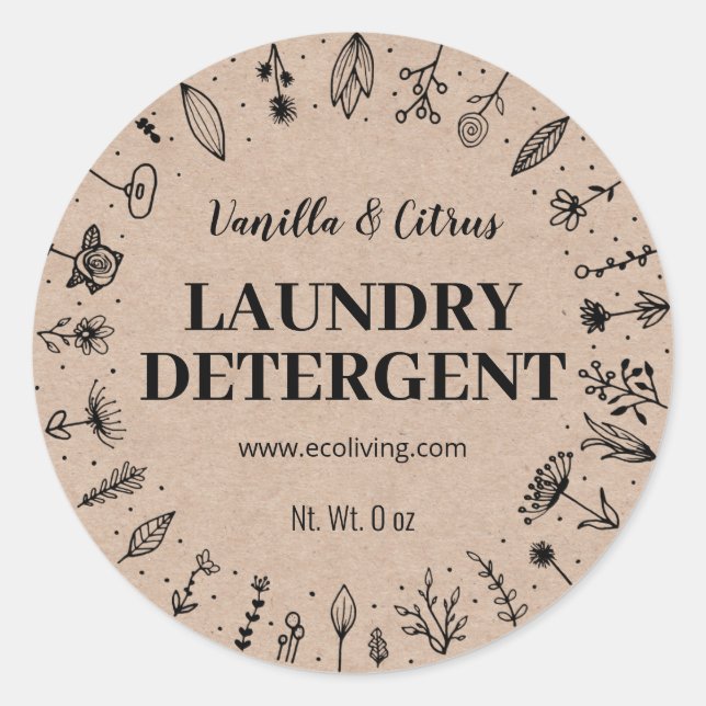 Citrus Scented Homemade Laundry Detergent Labels (Front)