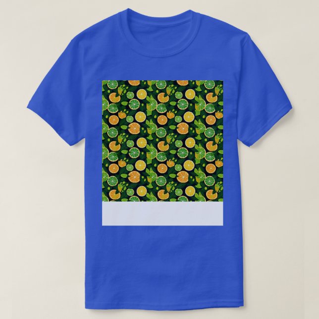 Citrus Seamless Pattern Lemon Lime Orange Mandarin T-Shirt (Design Front)