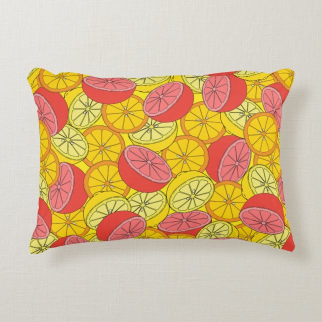 Citrus seamless pattern many oranges, lemons, grap decorative cushion (Front)