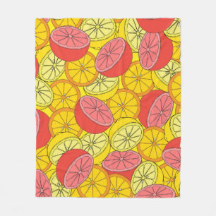 Citrus seamless pattern many oranges, lemons, grap fleece blanket