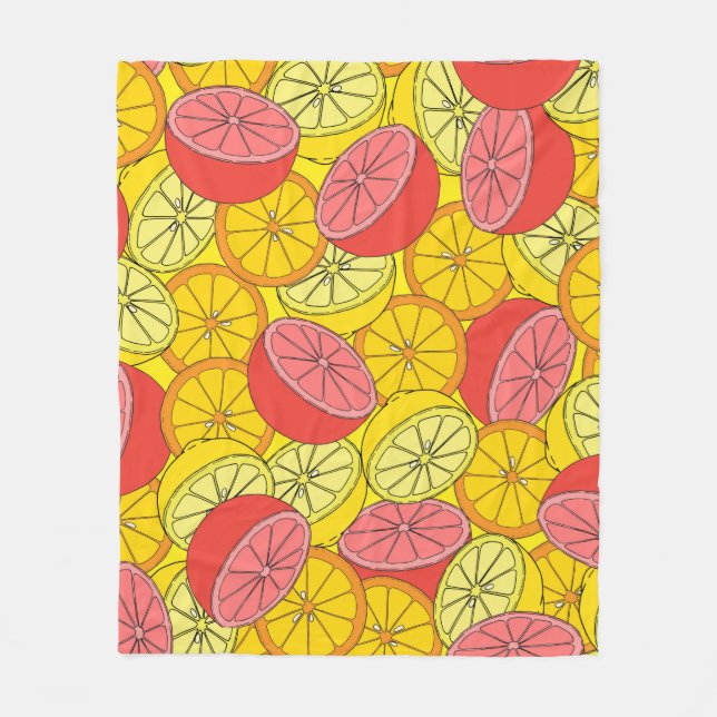 Citrus seamless pattern many oranges, lemons, grap fleece blanket (Front)
