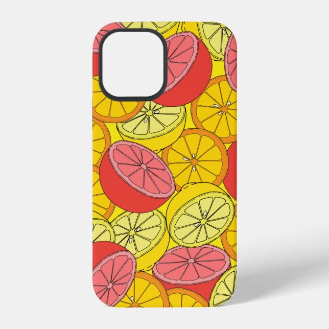 Citrus seamless pattern many oranges, lemons, grap iPhone case (Back)