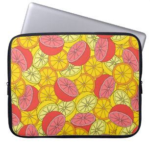 Citrus seamless pattern many oranges, lemons, grap laptop sleeve