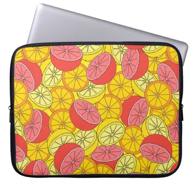 Citrus seamless pattern many oranges, lemons, grap laptop sleeve (Front)