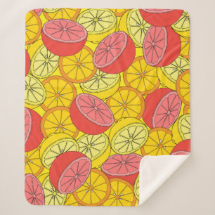 Citrus seamless pattern many oranges, lemons, grap sherpa blanket