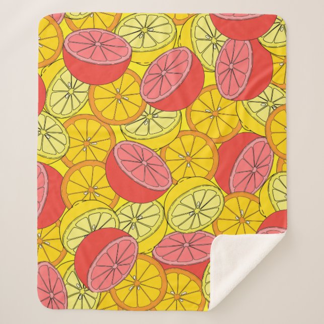 Citrus seamless pattern many oranges, lemons, grap sherpa blanket (Front)