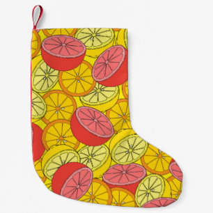 Citrus seamless pattern many oranges, lemons, grap small christmas stocking