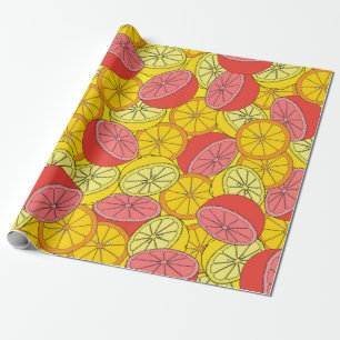 Citrus seamless pattern many oranges, lemons, grap wrapping paper