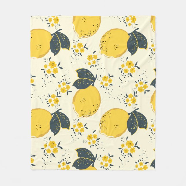 Citrus seamless pattern with colourful yellow lemo fleece blanket (Front)