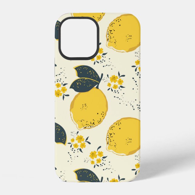 Citrus seamless pattern with colourful yellow lemo iPhone case (Back)