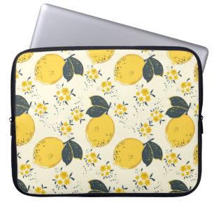 Citrus seamless pattern with colourful yellow lemo laptop sleeve