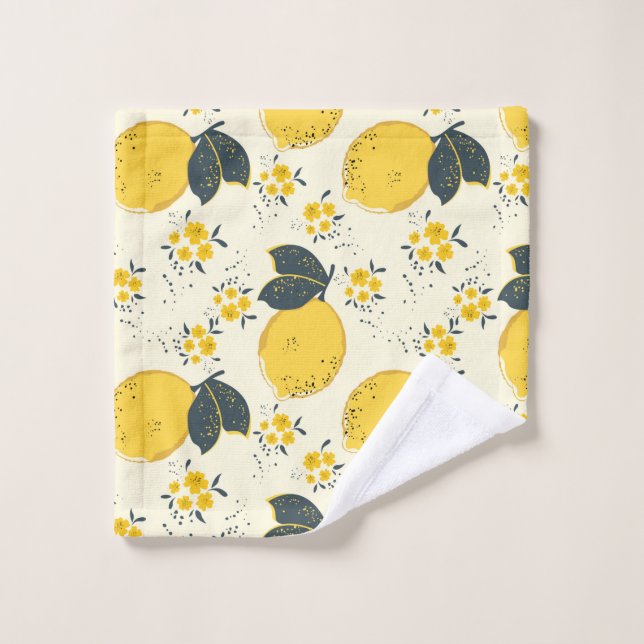 Citrus seamless pattern with colourful yellow lemo wash cloth (Wash Cloth)