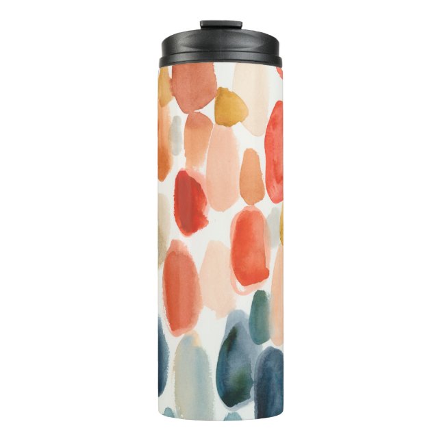 Citrus Season - Coral and Blue Stones Thermal Tumbler (Front)