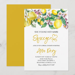 Citrus She Found Her Main Squeeze Bridal Shower  Invitation