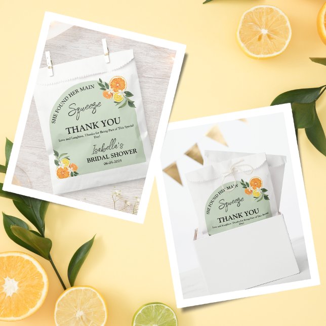 Citrus She Found Her Main Thank You Bridal Shower Favour Bag (Citrus She Found Her Main Thank You Bridal)