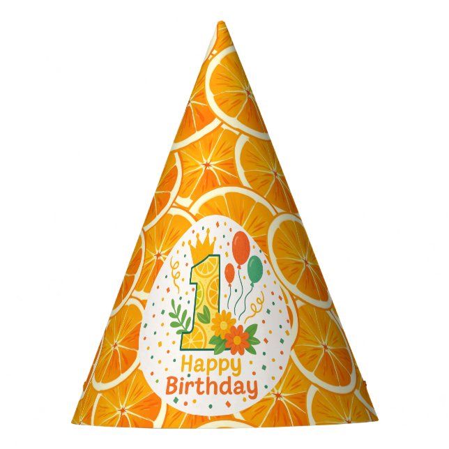 Citrus Slice 1st Birthday Party Hat  (Front)